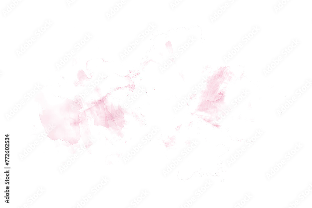 Soft pink watercolor smudge background on transparent background.