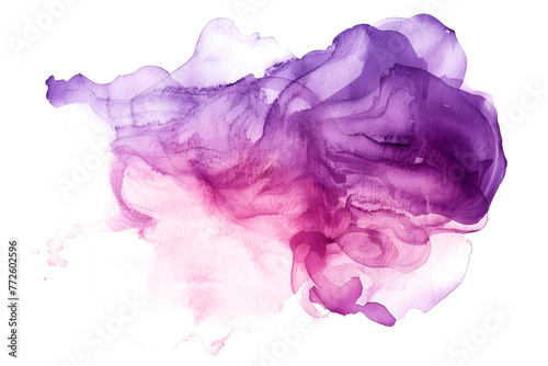 Purple and pink watercolor blobs merging on transparent background.