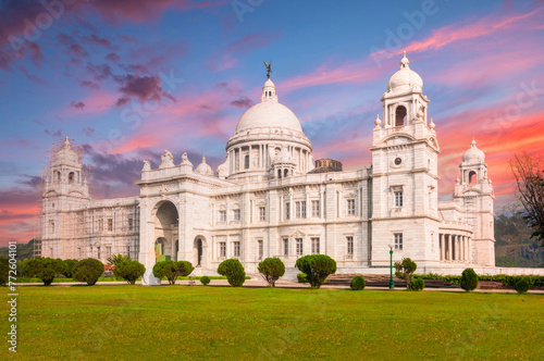 Sunrise at Victoria Memorial, Kolkata, India: Indo-Saracenic Architecture, Historical Monument, and Museum photo