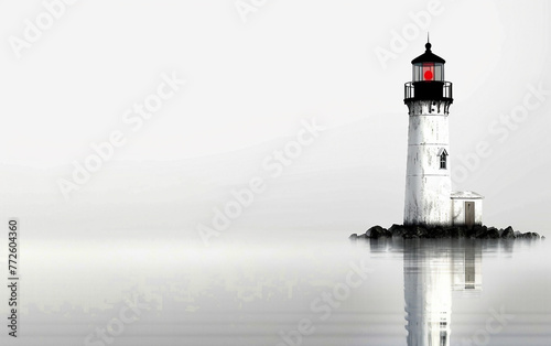 Lone Lighthouse in Dimming Sky isolated on transparent background PNG.