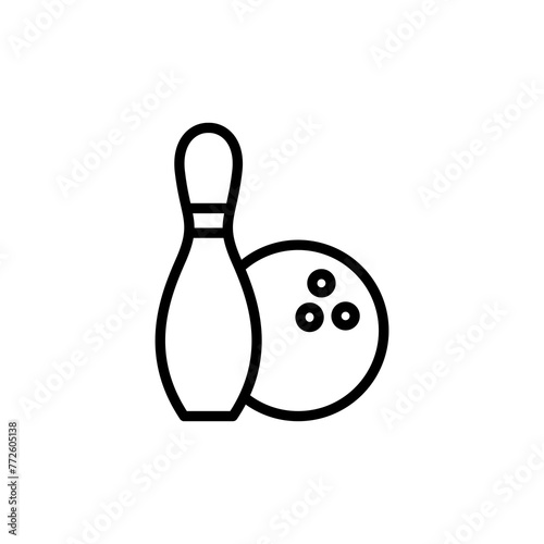 Bowling game Pin Icon vector isolated on white background. Bowling icon, ball and pin