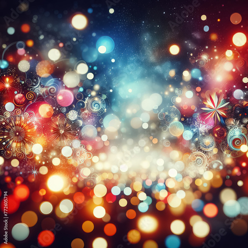 Colorful Abstract background and bokeh on New Year's Eve