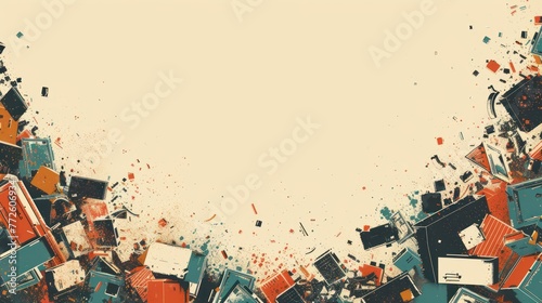 Abstract illustration of overproduction and overabundance of things, with empty space for text