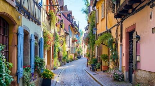 Charming Alleyway in Autumn Ai generated