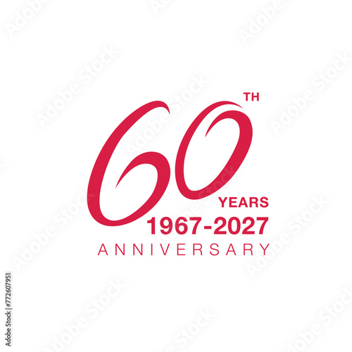 60th anniversary emblem. Sixty years anniversary celebration symbol