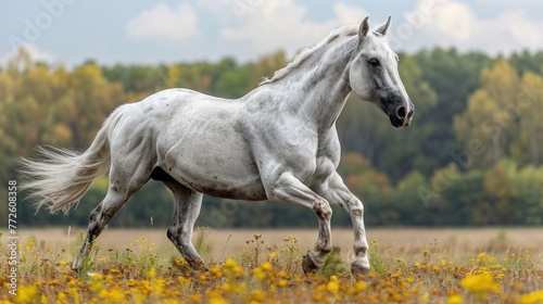 White horse potrait, over isolated on white background © tydeline