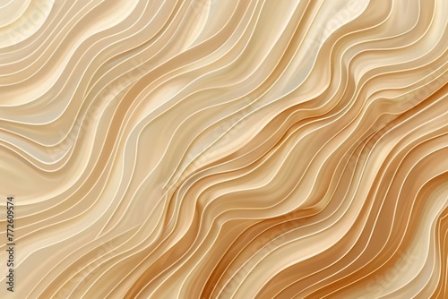 Natural organic abstract wavy lines pattern, beige brown color background illustration photo