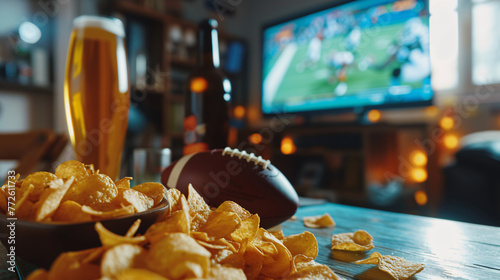 football watch party with snacks and beer