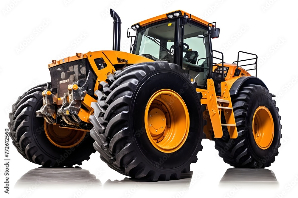 Obraz premium Efficient Hitachi Wheel Loader Macro Shot with White pics