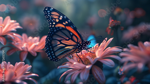 A beautiful butterfly delicately rests on a flower © Laura
