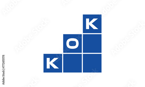 KOK initial letter financial logo design vector template. economics, growth, meter, range, profit, loan, graph, finance, benefits, economic, increase, arrow up, grade, grew up, topper, company, scale