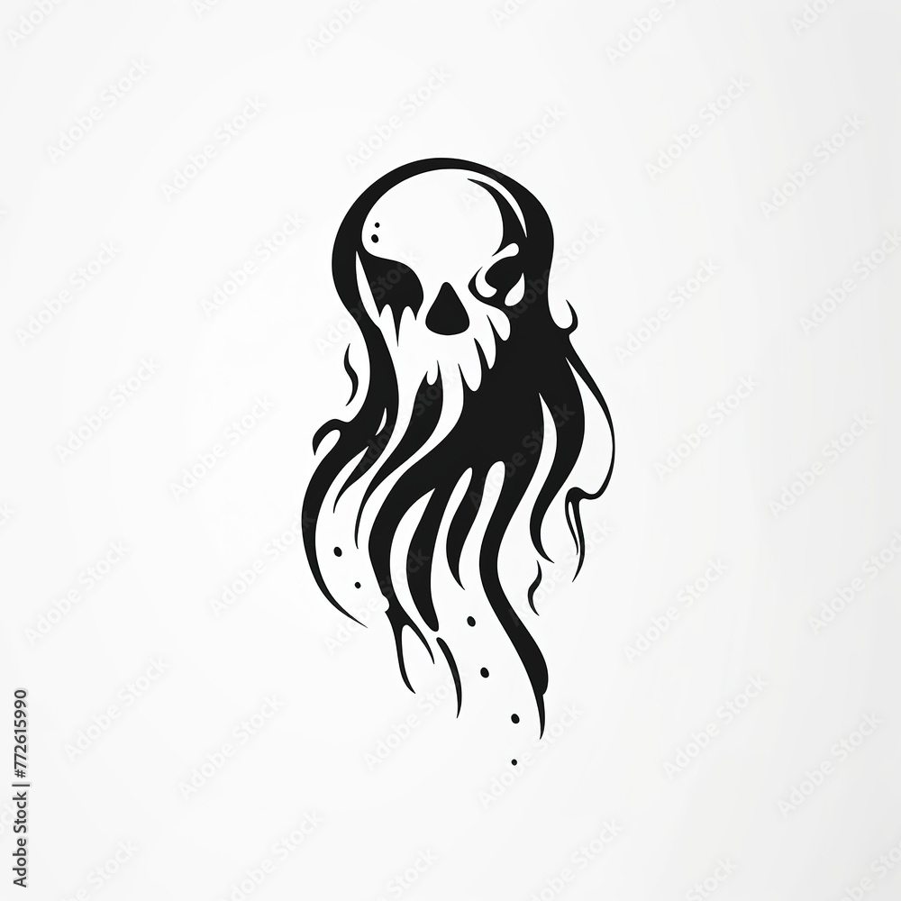 simplistic creepy abstract logo for graphic design, t-shirt design on a white background
