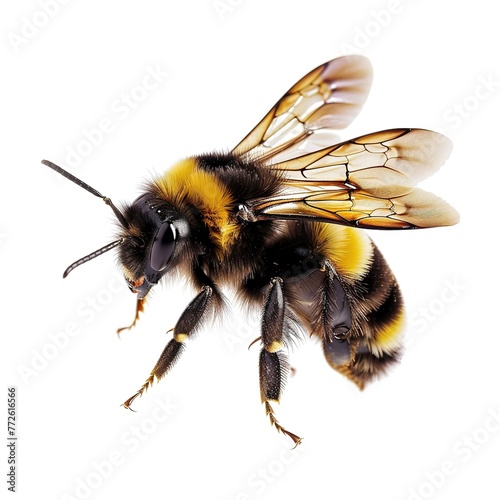 side view of a bee flying, white background ai generated high quality image © SazzadurRahaman