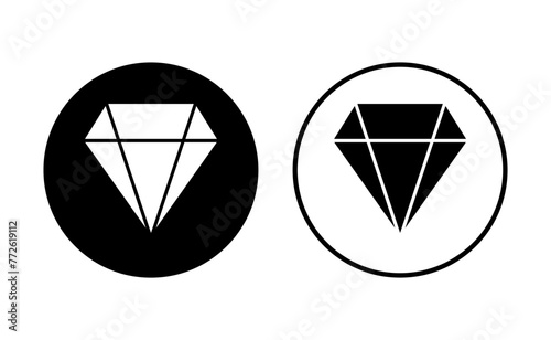 Diamond icon set. diamond gems vector icon.