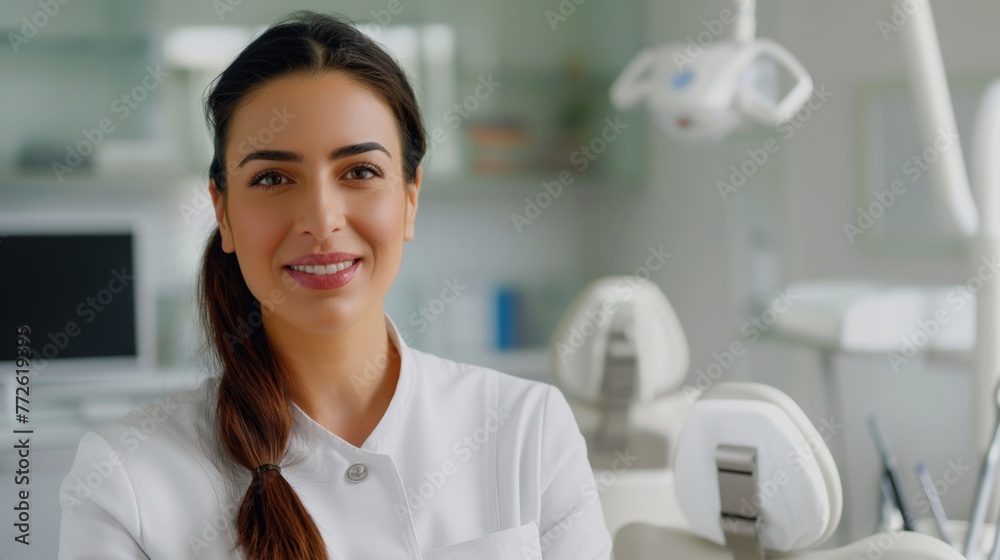 Portrait of a female dentist, created with Generative AI Technology, ai, generative Portrait of a female dentist, created with Generative AI Technology, ai, generative
