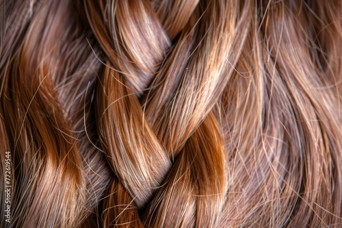 Close up Texture Shot of Luxurious Brown Hair with Natural Highlights Perfect Background for Beauty and Haircare Concepts