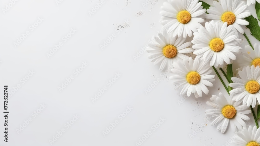 Fototapeta premium Daisy Flower Decoration on a White Background, Perfect for Wedding Design. Generative AI