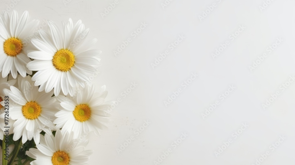 Obraz premium Daisy Flower Decoration on a White Background, Perfect for Wedding Design. Generative AI
