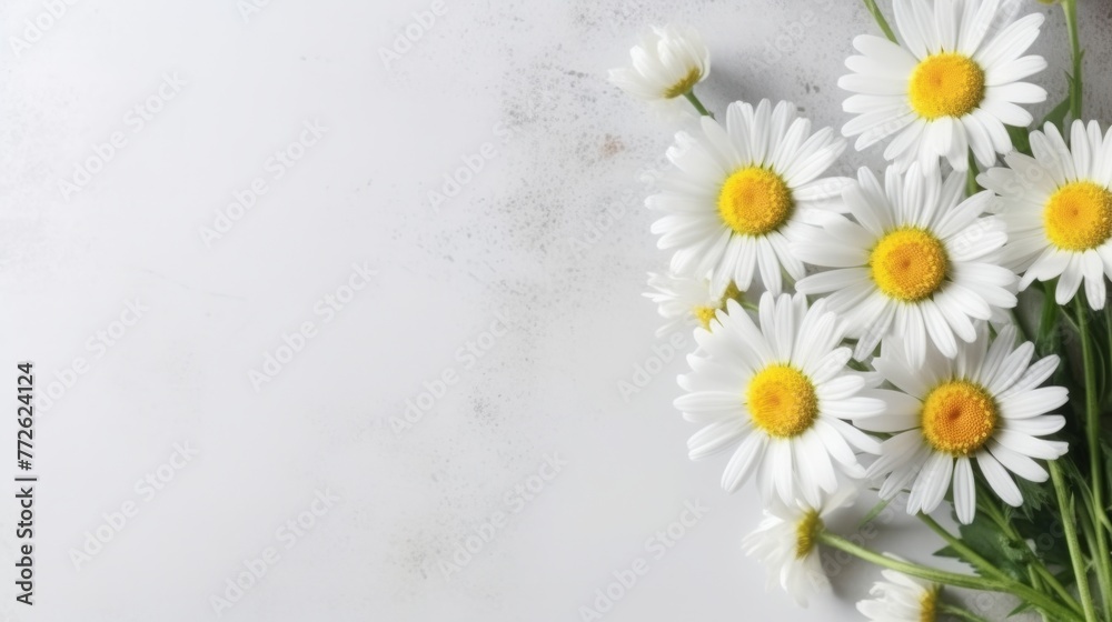 Obraz premium Daisy Flower Decoration on a White Background, Perfect for Wedding Design. Generative AI
