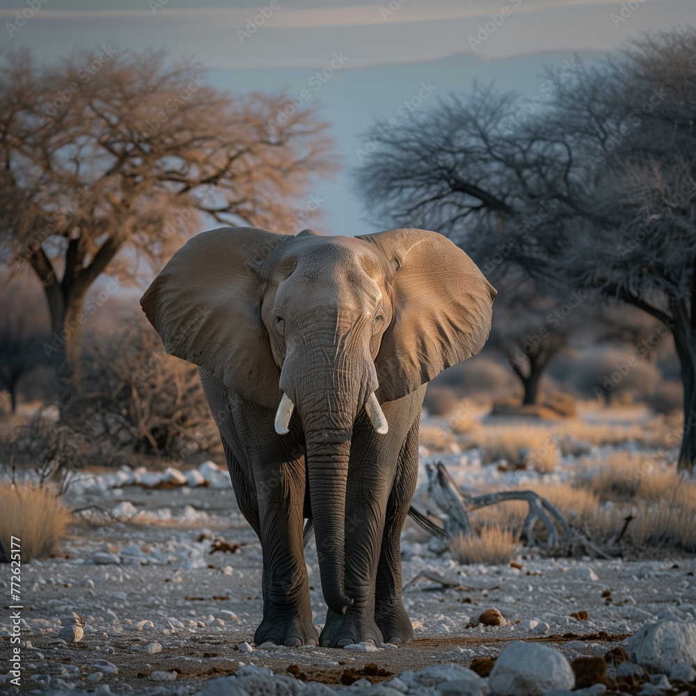 Majestic Elephant in Natural Habitat at Dusk