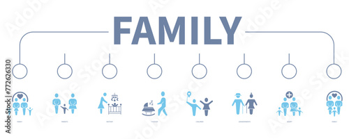 Family banner web icon vector illustration concept