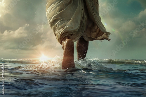 Jesus walking on water photo