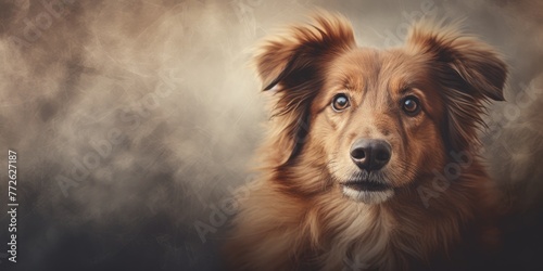 A loyal dog with expressive eyes, pleasing background for promoting dog pet services or adoption campaigns © VisionCraft