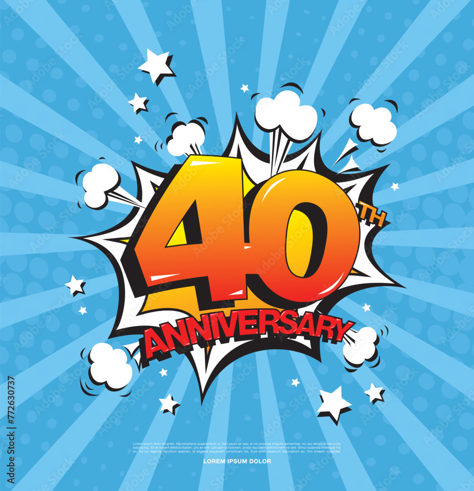 Fototapeta premium 40th anniversary emblem. Forty years anniversary celebration symbol