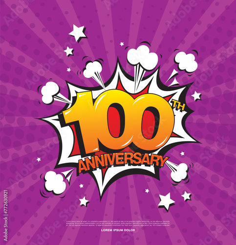 100th anniversary emblem. One hundred years anniversary celebration symbol