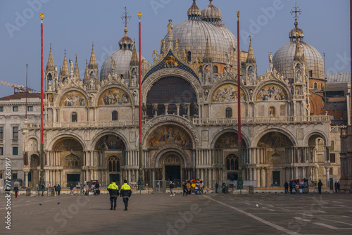 Basilica San Marco with the policeman in front, Venice, Veneto, Italy photo