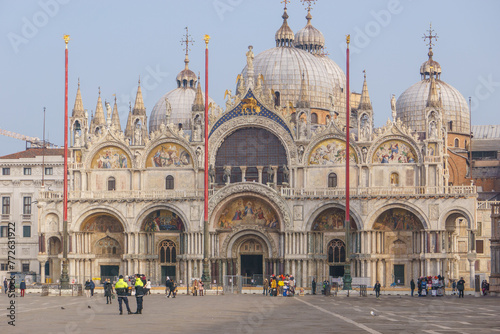 Basilica San Marco with the policeman in front, Venice, Veneto, Italy