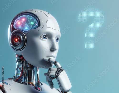 Artificial intelligence robot and question mark