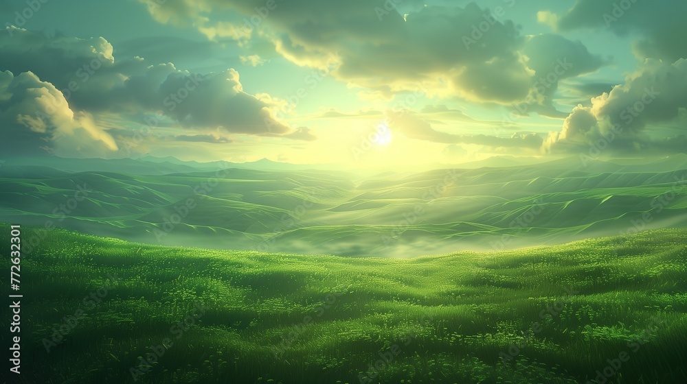 Green Rolling Hills Landscape: Scenic Wallpaper Green Rolling Hills Landscape: Scenic Wallpaper