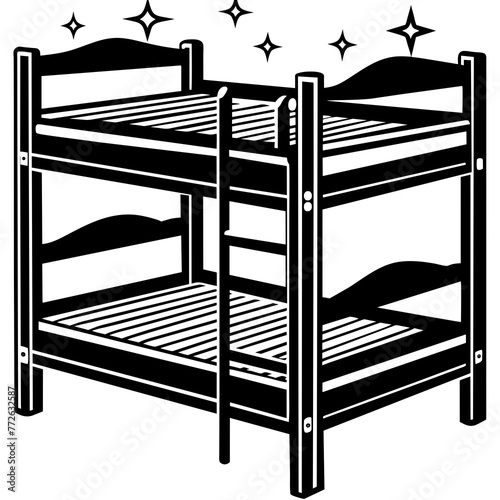 bunk bed silhouette vector art illustration