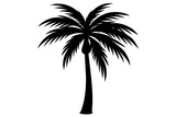 Palm Tree and Coconut Tree Silhouettes on Transparent Background