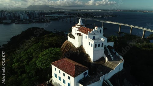 Aerial view of Convento da Penha, built in 1652 - Vila Velha, Espírito Santo, Brazil photo