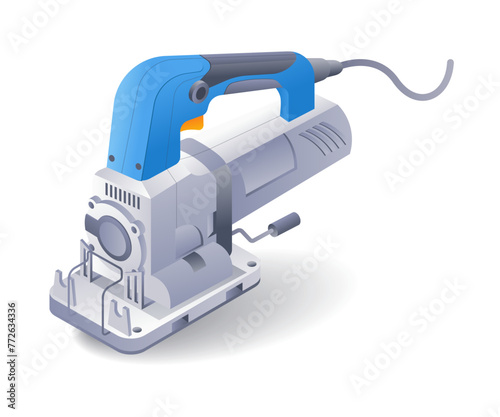 Sanding machine carpenter tool flat isometric 3d illustration