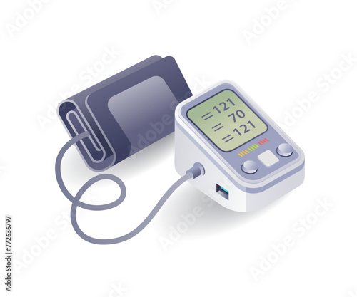 Medical equipment blood check flat isometric illustration