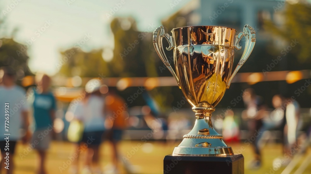 Dramatic extreme close-up of a STEM competition trophy being presented to a triumphant team, commemorating their success and achievements. Dramatic extreme close-up of a STEM competition trophy being presented to a triumphant team, commemorating their success and achievements.