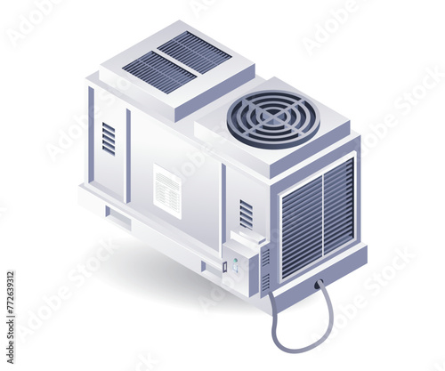 Industrial blower equipment HVAC system isometric 3d illustration