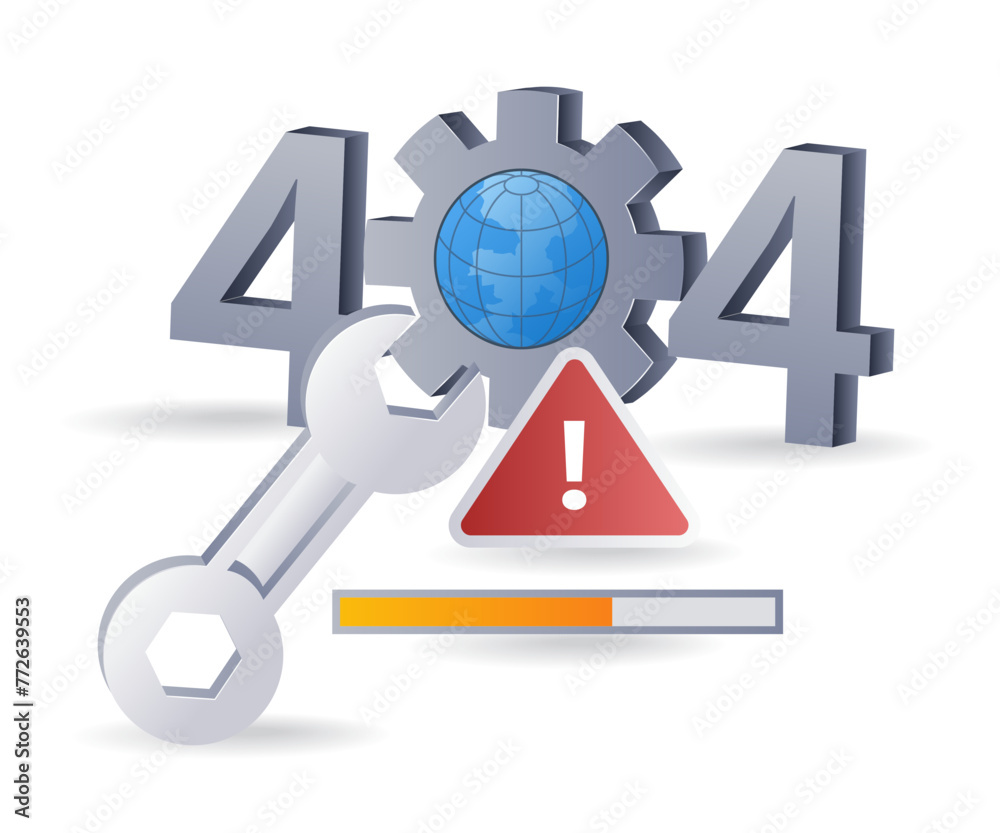 Internet warning error code 404, flat isometric 3d illustration Internet warning error code 404, flat isometric 3d illustration