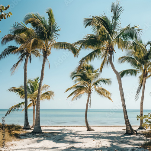 Tropical Beach Paradise with Lush Palm Trees and Tranquil Ocean