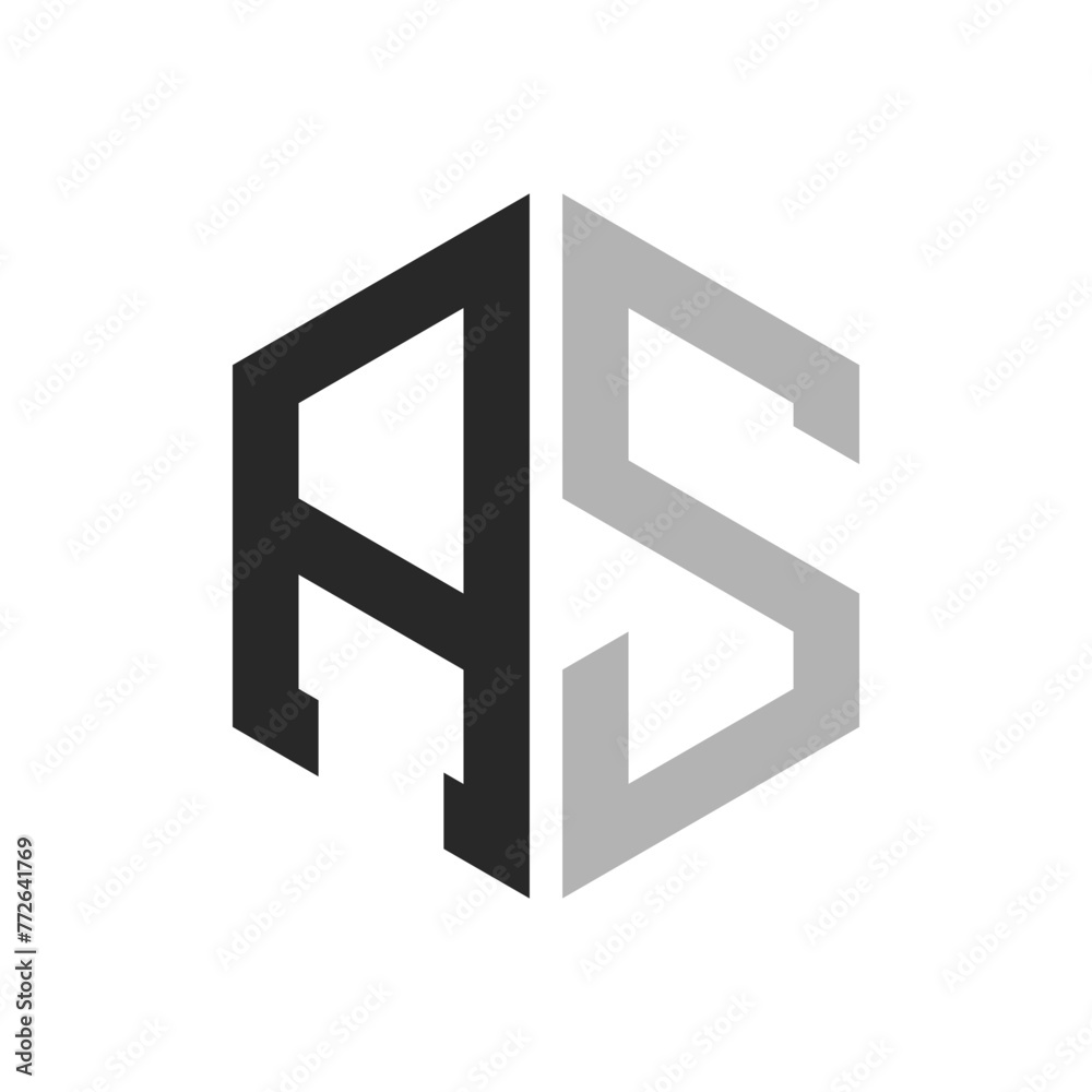 Modern Unique Hexagon Letter AS Logo Design Template. Elegant initial AS Letter Logo Concept