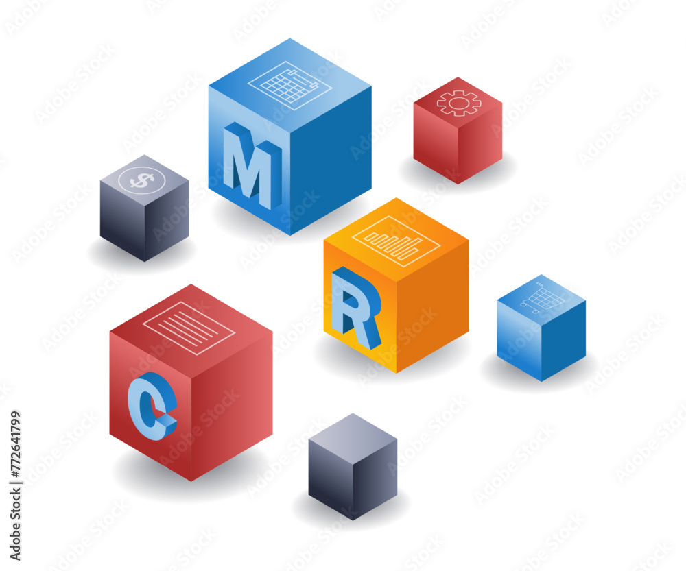 CRM smartphone business development system flat isometric 3d illustration CRM smartphone business development system flat isometric 3d illustration