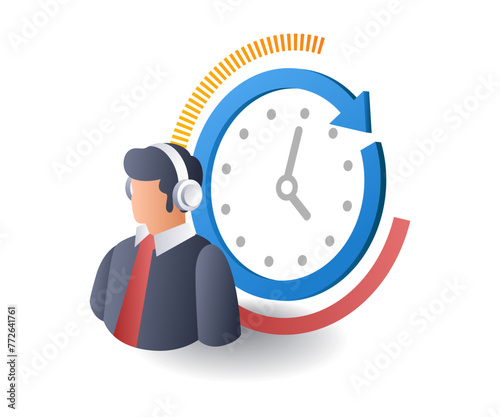 Customer service marketing flat isometric 3d illustration