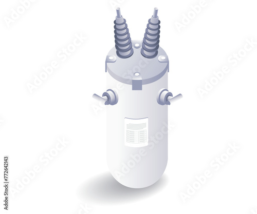 City electric transformer flat isometric 3d illustration