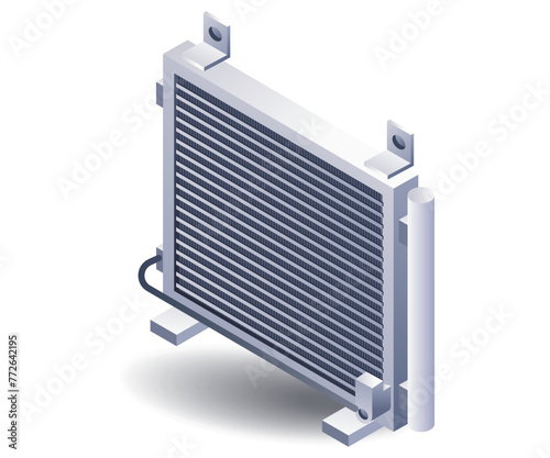 Car AC filter system isometric 3d illustration