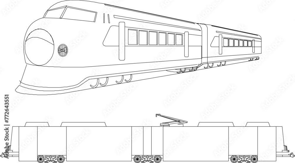 Adobe Illustrator Artwork vector design sketch illustration of land transportation means trains and trams