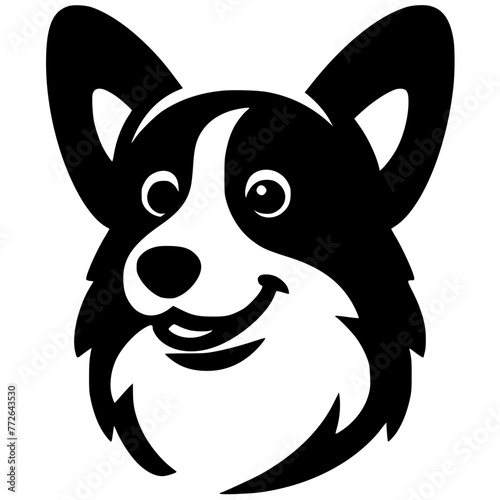 Silhouette of corgi head