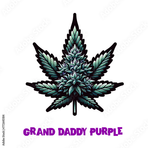 Vector Grand Daddy Purple Cannabis Bud Strain Cartoon